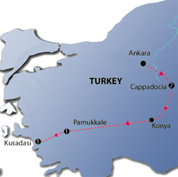 Pearls of Turkey 8 Nights Tour Map